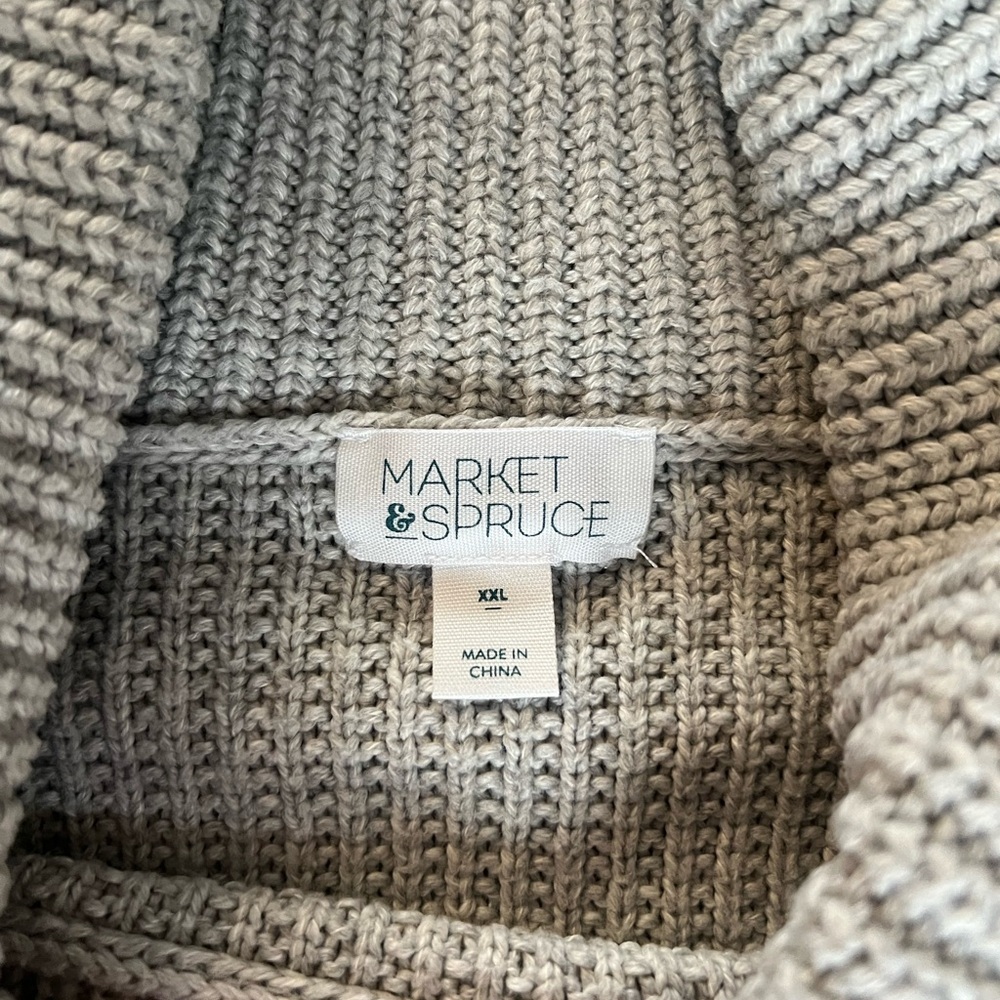 Market & Spruce Grey Cowl Neck Sweater - Picture 4 of 5